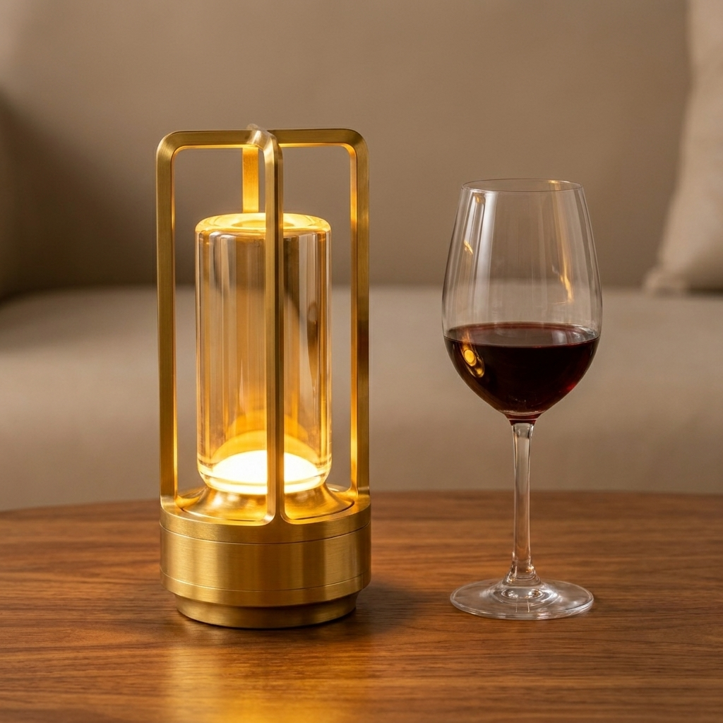 Maatreferentie — lamp naast wijnglas