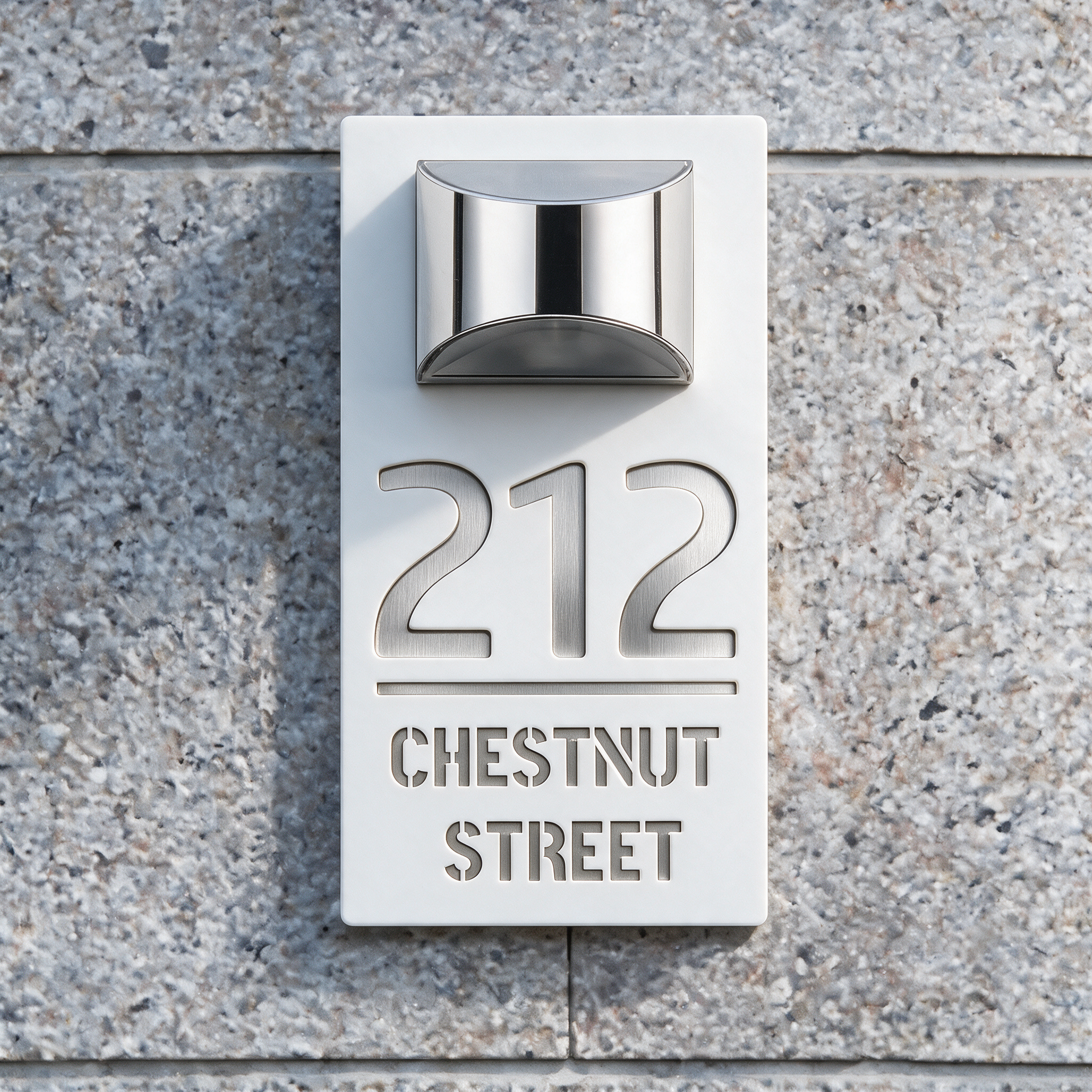 ShineNumber White-Silver finish, daylight product photo #Color_White-Silver